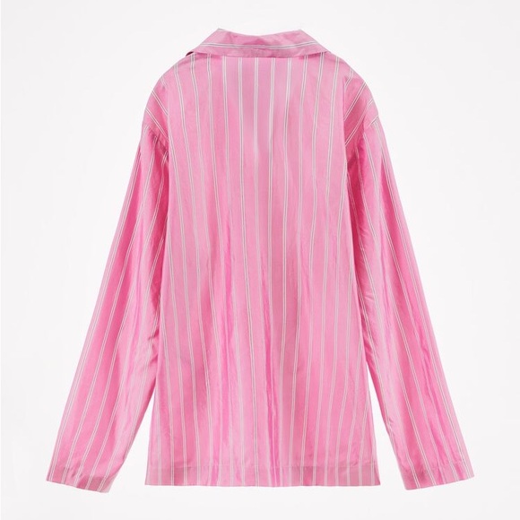 ZARA STRIPED 100% SILK SHIRT - Picture 4 of 9